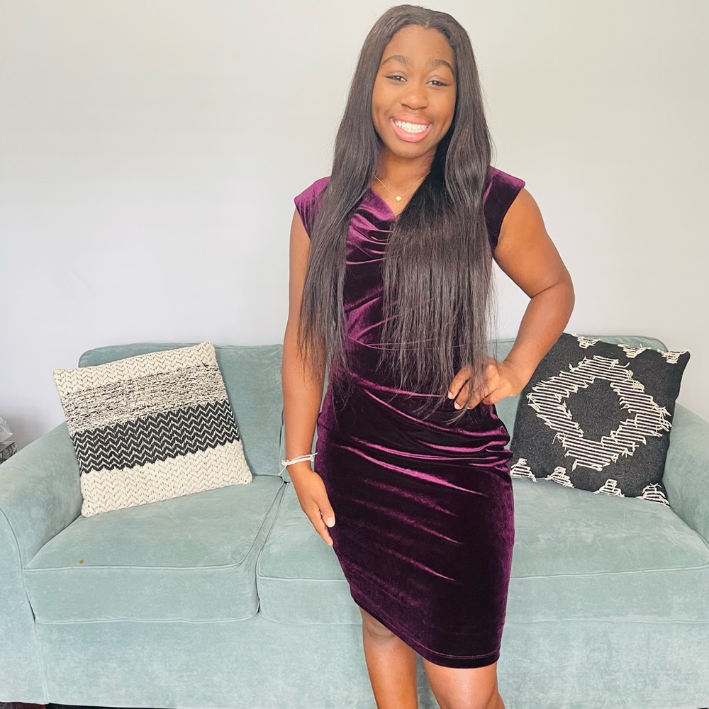 Plum velvet dress
